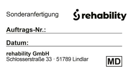 Label/Aufnäher ohne Klebefläche Sonderanfertigung 50x30 rehability