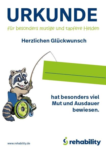 Urkunde Kinderversorgung rehability