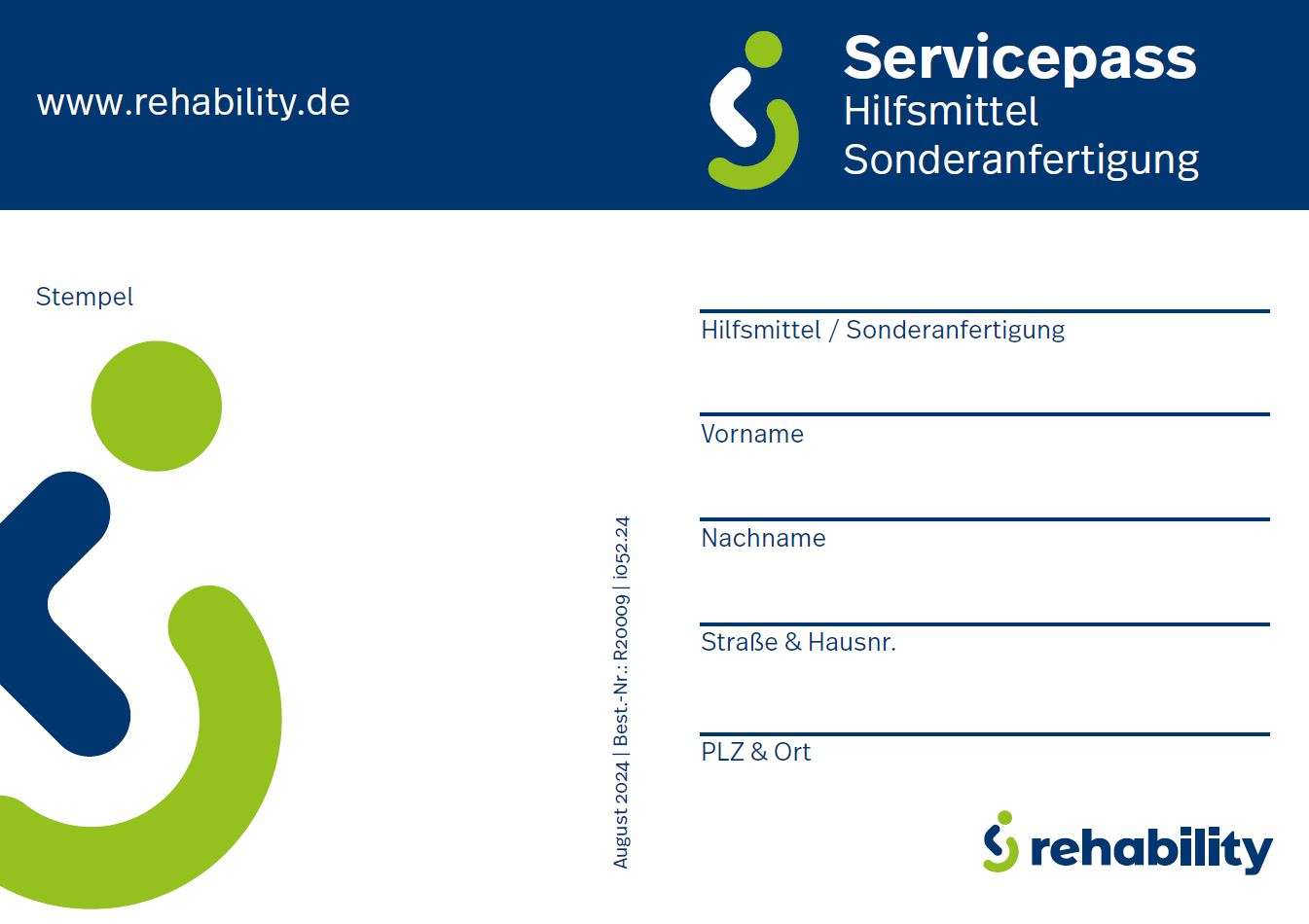 Servicepass Hilfsmittel rehability (Sonderanfertigung)