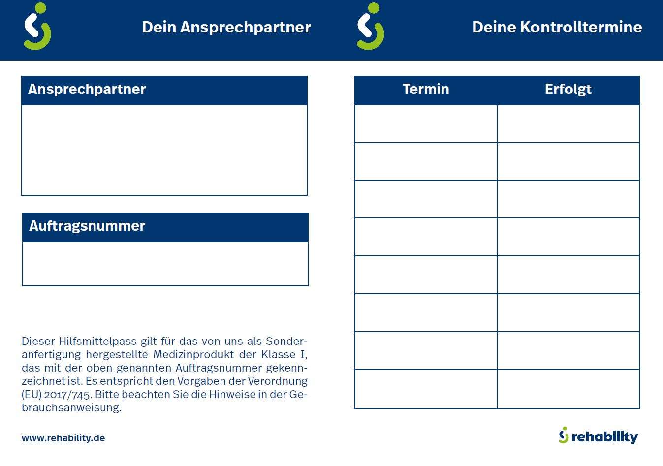 Servicepass Hilfsmittel rehability (Sonderanfertigung) – Bild 2
