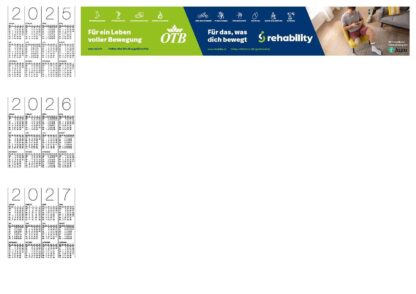 Schreibtischunterlage Kalender 2025/2026/2027