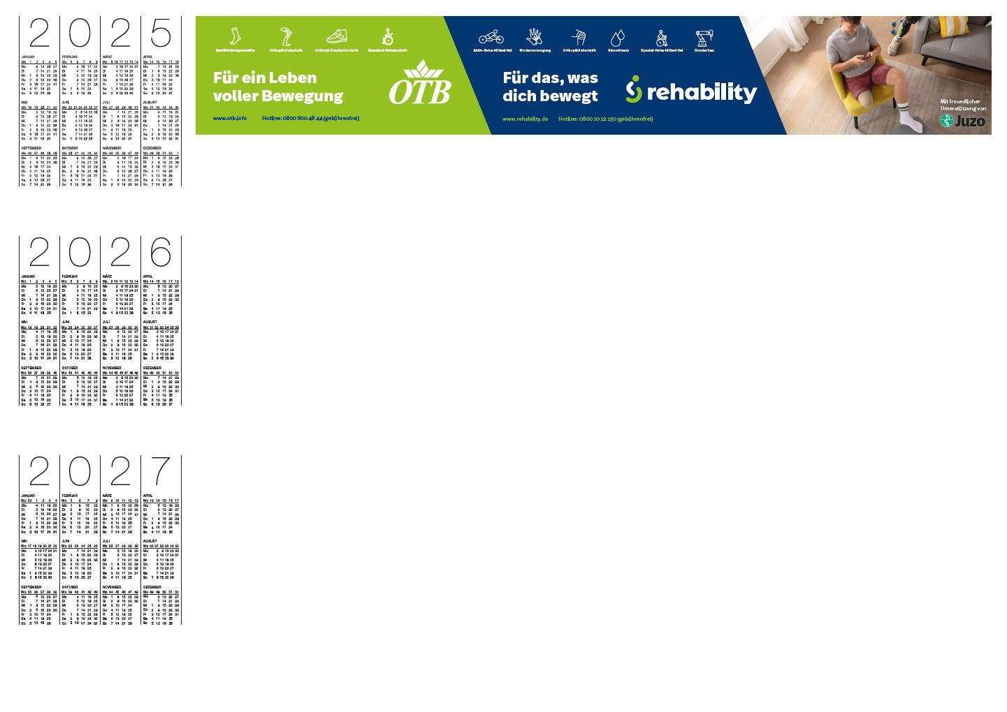 Schreibtischunterlage Kalender 2025/2026/2027