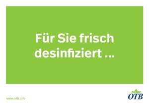 Schild Frisch desinfiziert OTB