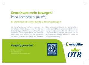 Postkarte Stellensuche - Rehafachberater (OTB & rehability)