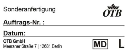 Aufkleber Sonderanfertigung für Einlagen (links) OTB
