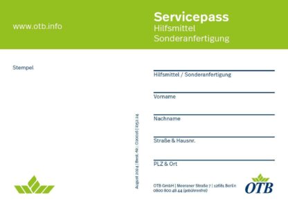 Servicepass Hilfsmittel OTB (Sonderanfertigung)