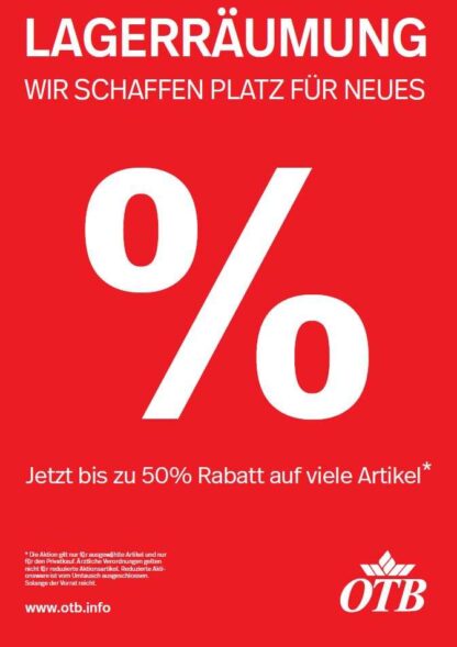 Plakat DIN A1 Lagerräumung - Wir schaffen Platz für Neues 50%