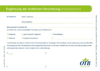 Block Verordnungsempfehlung / Rezeptkorrektur für Kompressionsversorgung (OTB)