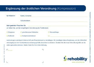 Block Verordnungsempfehlung / Rezeptkorrektur bei Kompressionsversorgung - rehability