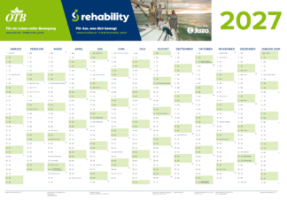 Wandplaner Kalender 2027 (OTB/rehability/Juzo)