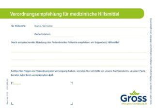 Block Verordnungsempfehlung für medizinische Hilfsmittel (Gross)
