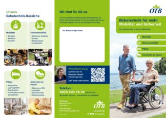 Flyer Rehatechnik "So kommen Sie zu Ihrem Hilfsmittel" / Sprechstunde Berlin OTB