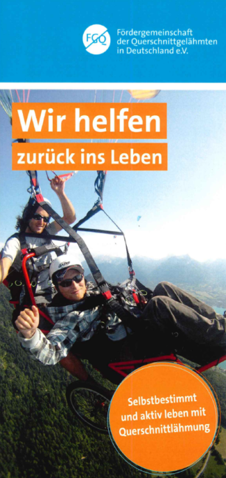 Flyer "Wir helfen zurück ins Leben" der FGQ