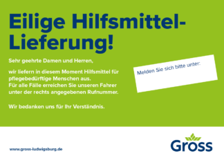 Schild „Eilige Hilfsmittellieferung“ (Gross)