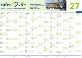 Wandplaner Kalender 2027 (Gross/Juzo)